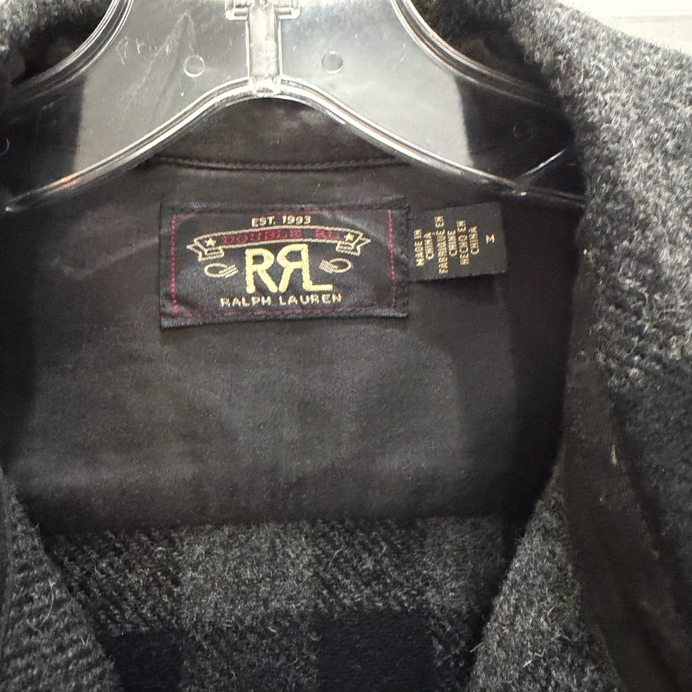 RRL Ralph Lauren Men's Gray and Black Plaid Shirt Jacket - Picture 4 of 10